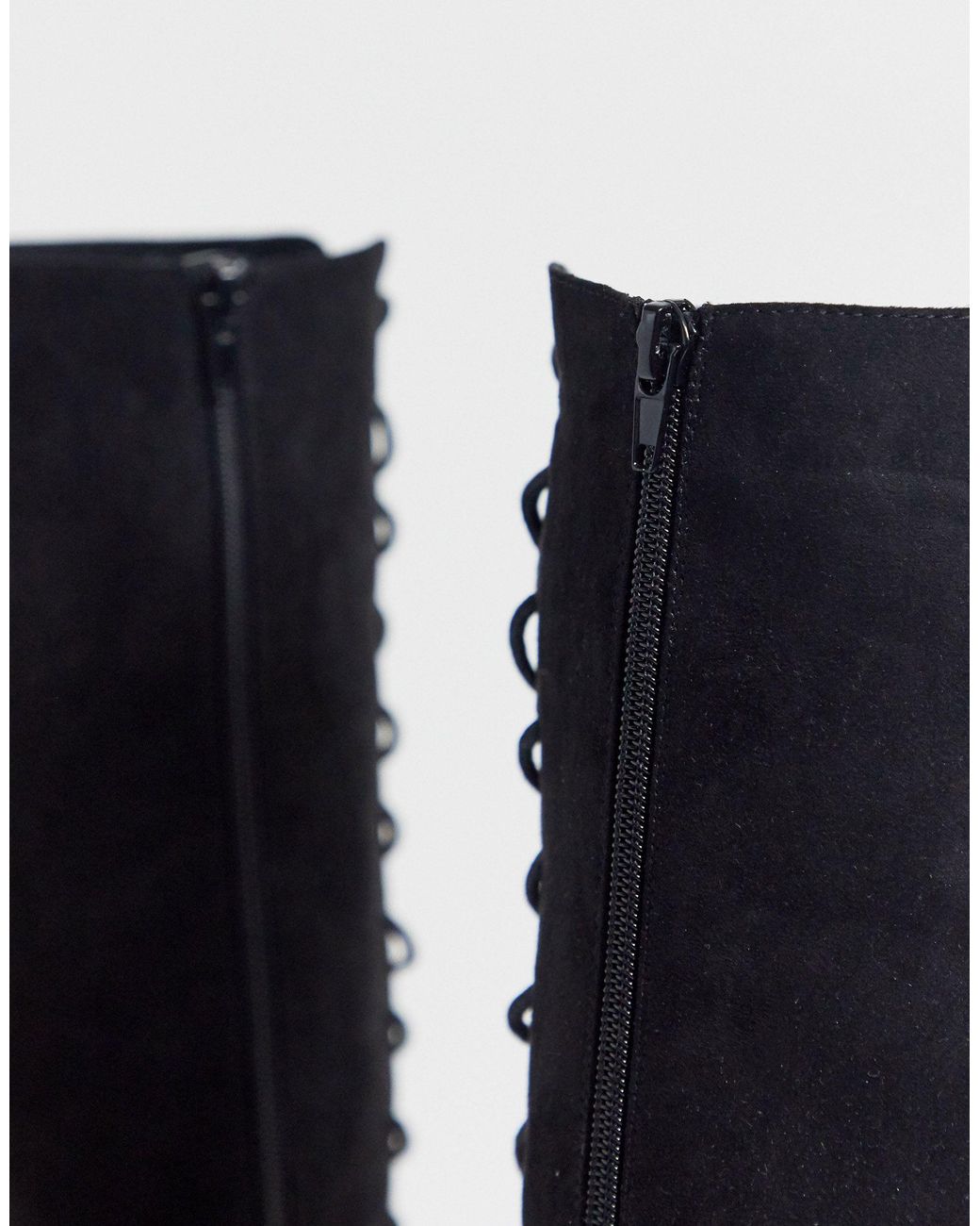 chunky knee high lace up boots