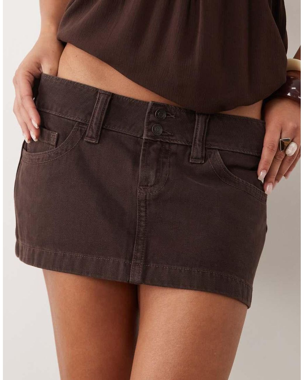Hollister White Low Rise Denim Micro Skirt