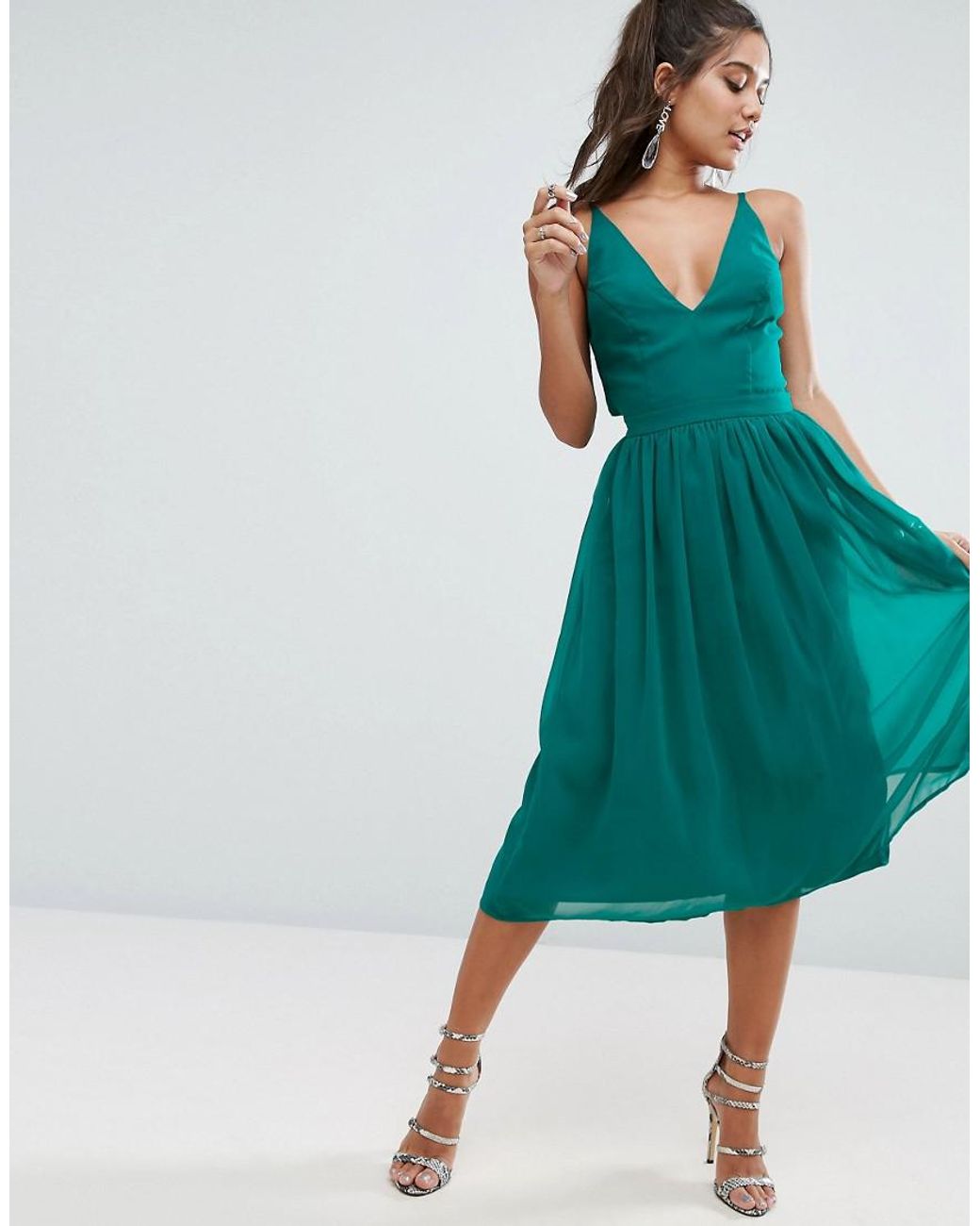 Lace cami top top tulle midi dress