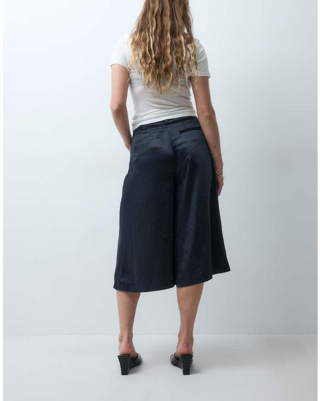 ASOS Blue Tailored High Waist Culotte Trousers