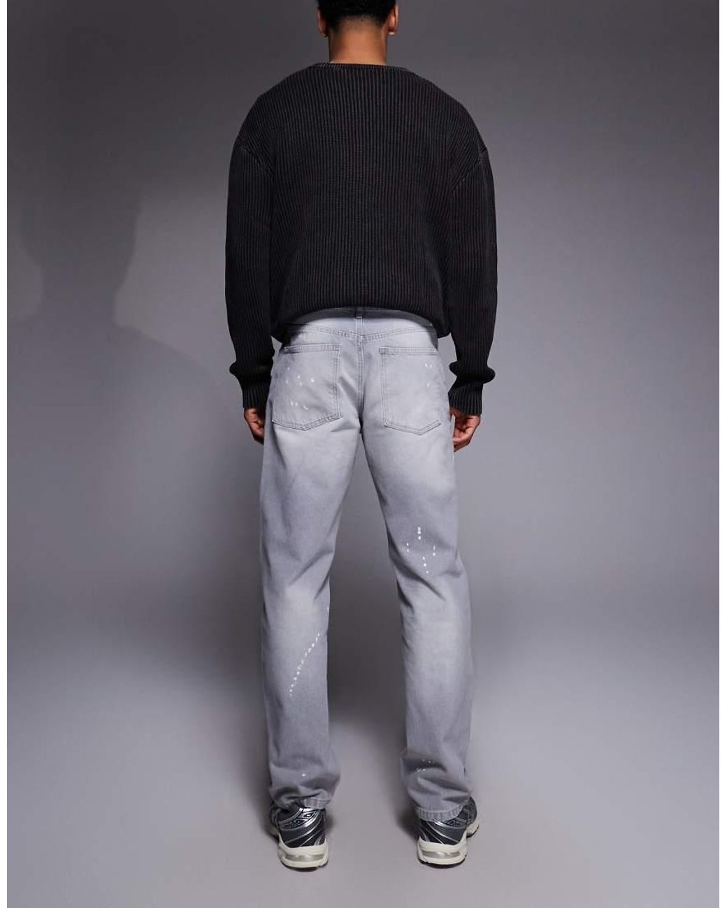 ASOS Gray Straight Leg Jeans for men