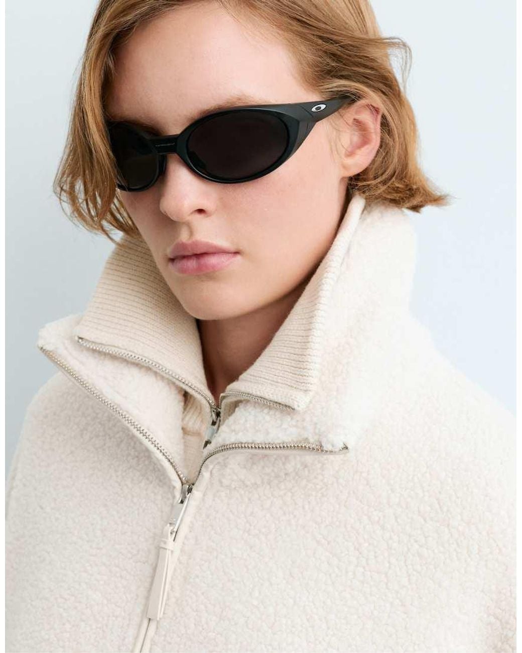 Oysho White High-Collar Faux-Shearling Jacket