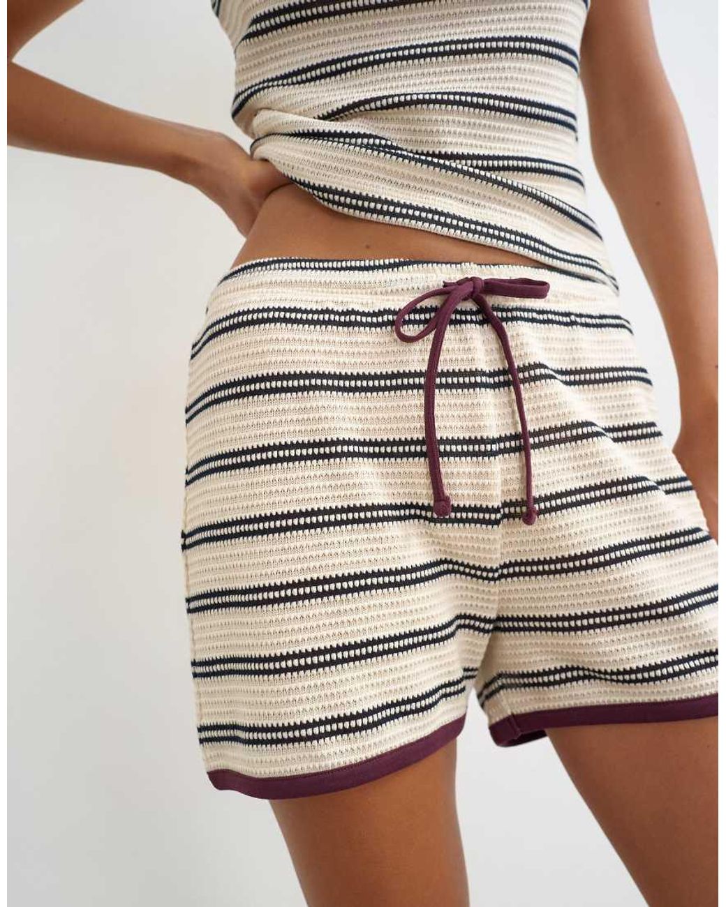 TOPSHOP White Striped Co-ord Short