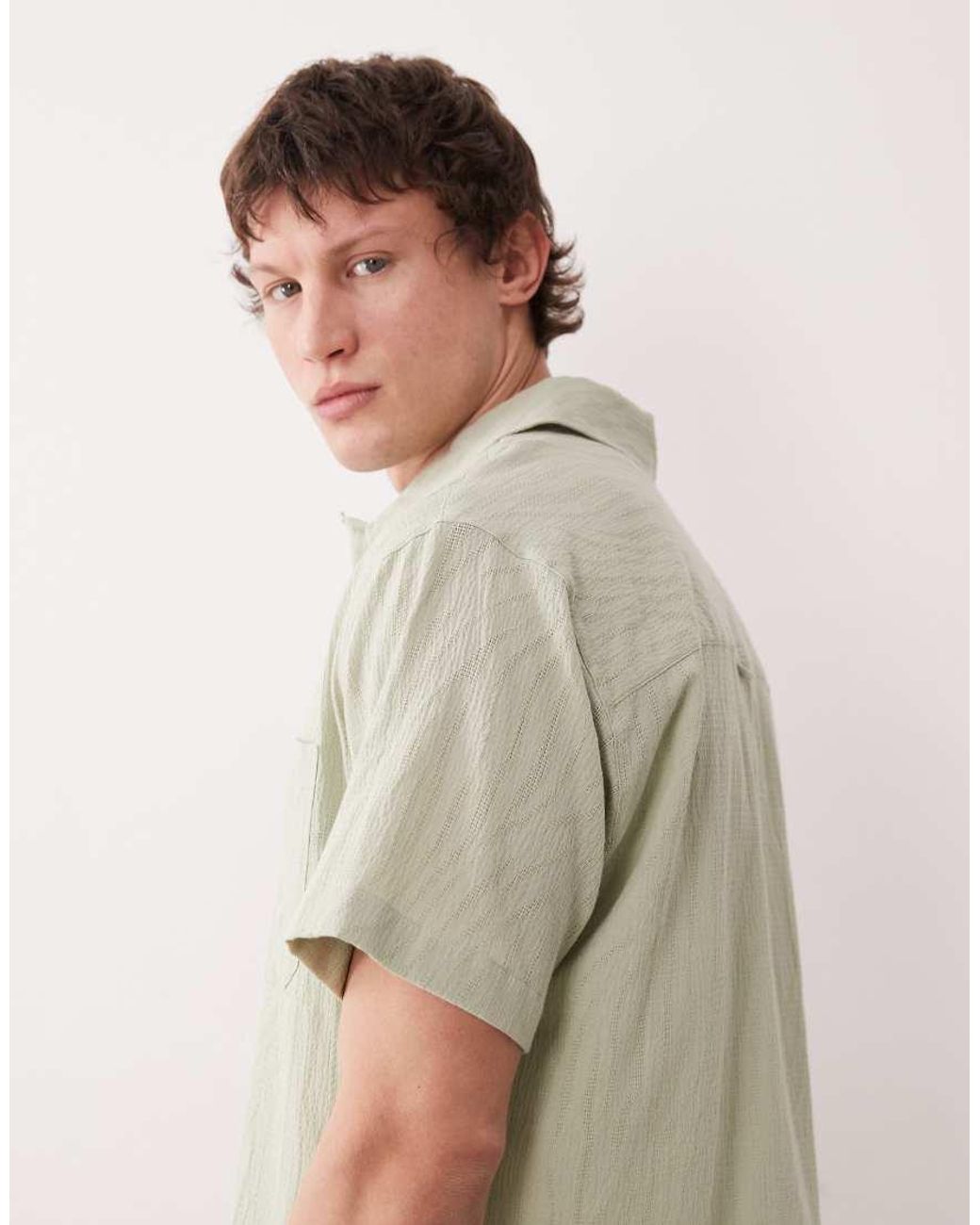 Farah Natural Riley Short Sleeve Textured Logo Shirt for men