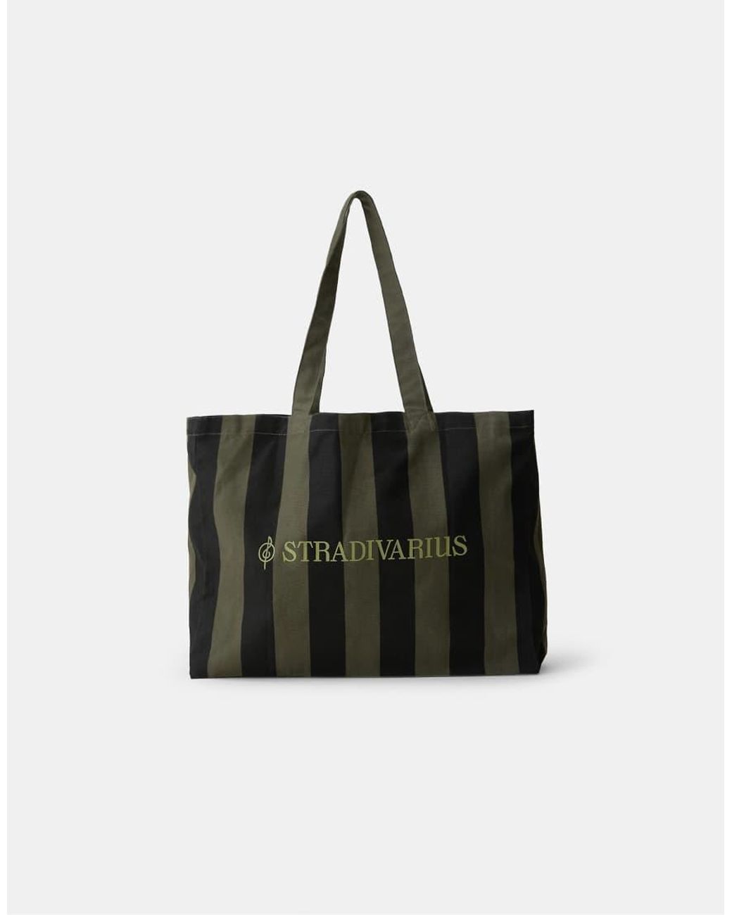 Stradivarius Black Striped Tote Bag