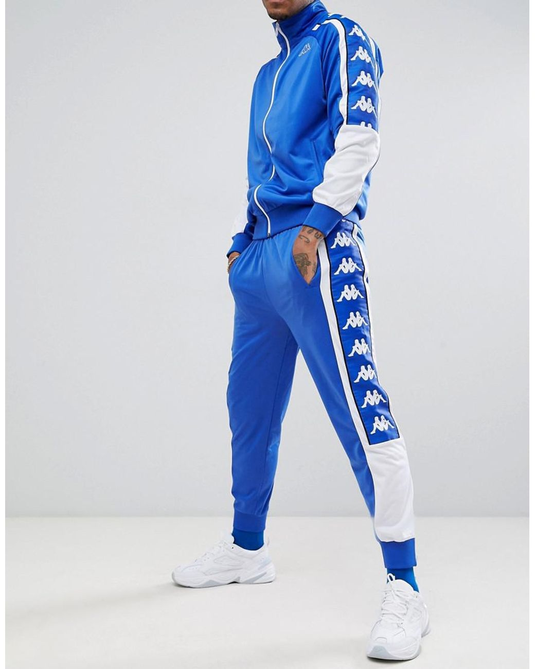 Kredsløb Manhattan Glat Kappa joggers With Large Logo Taping In Blue for Men | Lyst