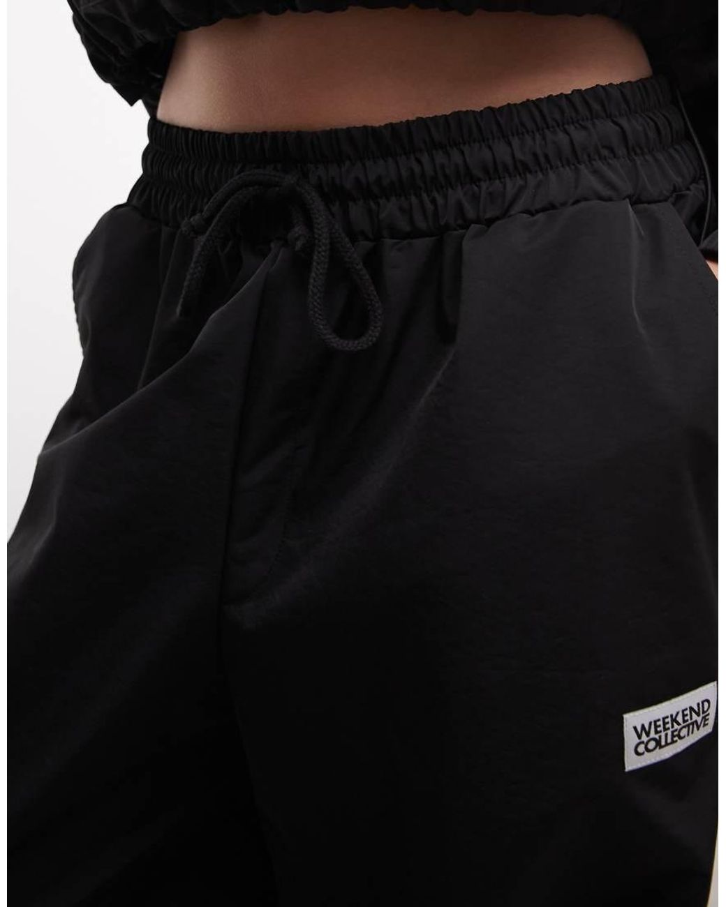 ASOS Black Weekend Collective Barrel Leg Nylon Sweatpants
