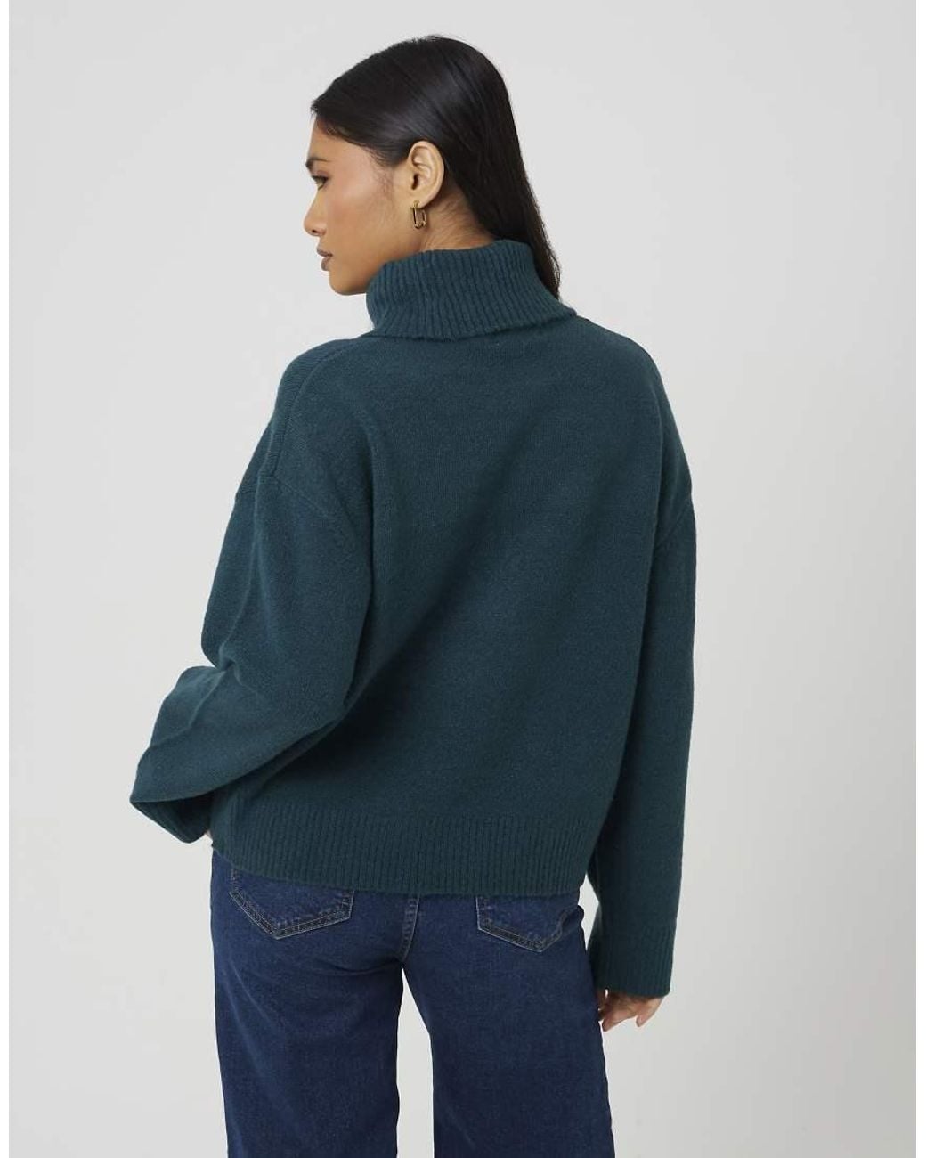 Brave Soul Blue Loose Fit Roll Neck Knitted Jumper
