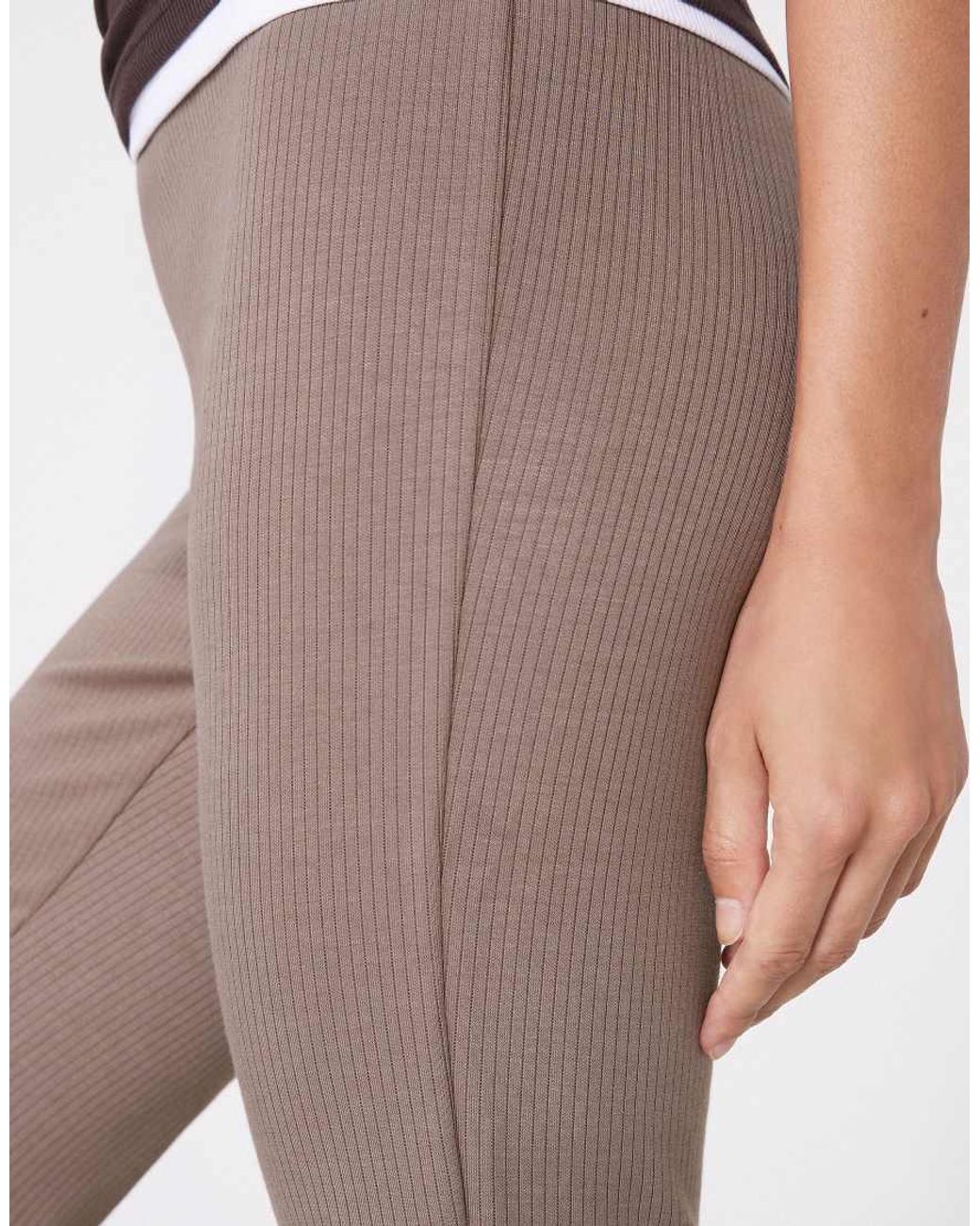 Tezenis Brown Superior Softness Ribbed Flare Trousers