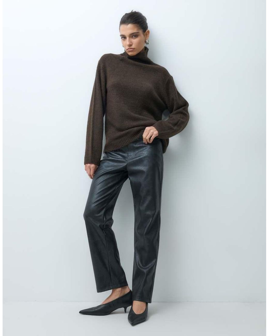 Gina Tricot Gray Funnel Neck Knitted Wool Alpaca Mix Jumper