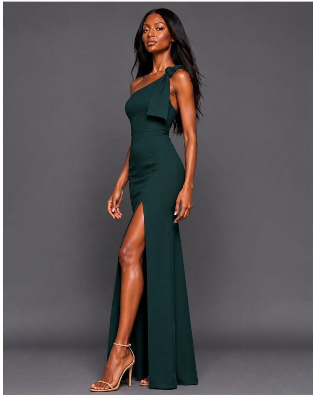 Vesper Blue One Shoulder Knot Detail Maxi Dress