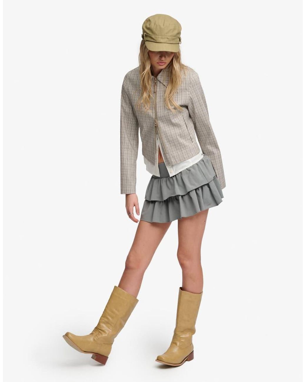 Bench x Superdry & Co Natural Low Rise Tiered Skirt