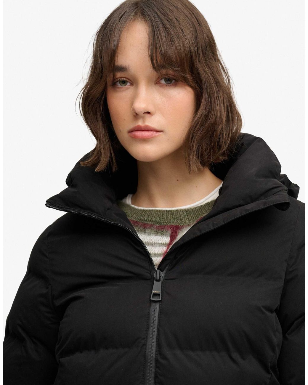 Veste longue en microfibre e Superdry en coloris Black