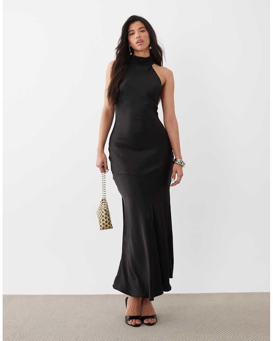 Gina Tricot Black Shawl Halterneck Maxi Dress