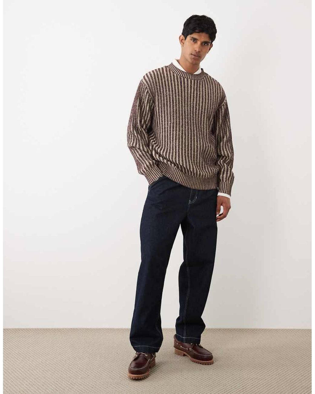 Jersey Boxy Fit De Rayas En-Rojo Redefined Rebel de hombre de color Brown