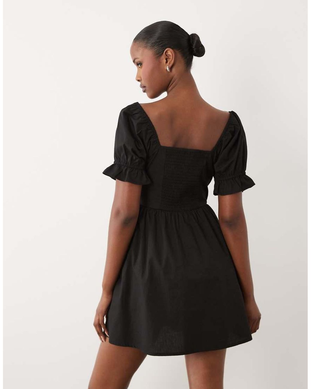 Wednesday's Girl Black Puff Sleeve Mini Dress