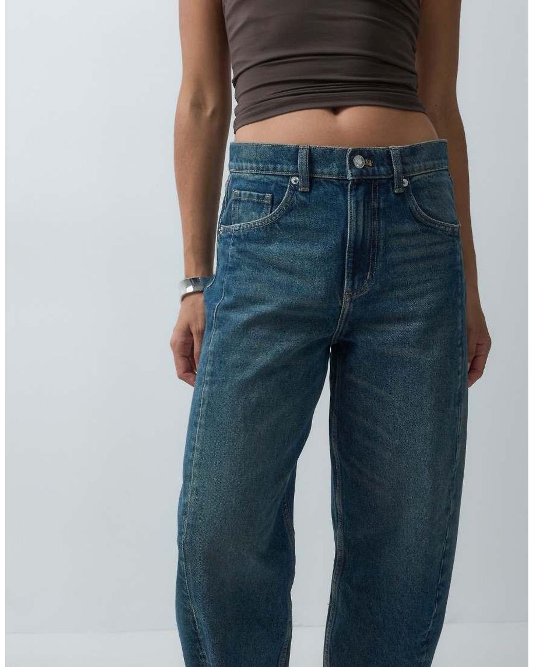 Mango Blue Simone Barrel Leg Jean