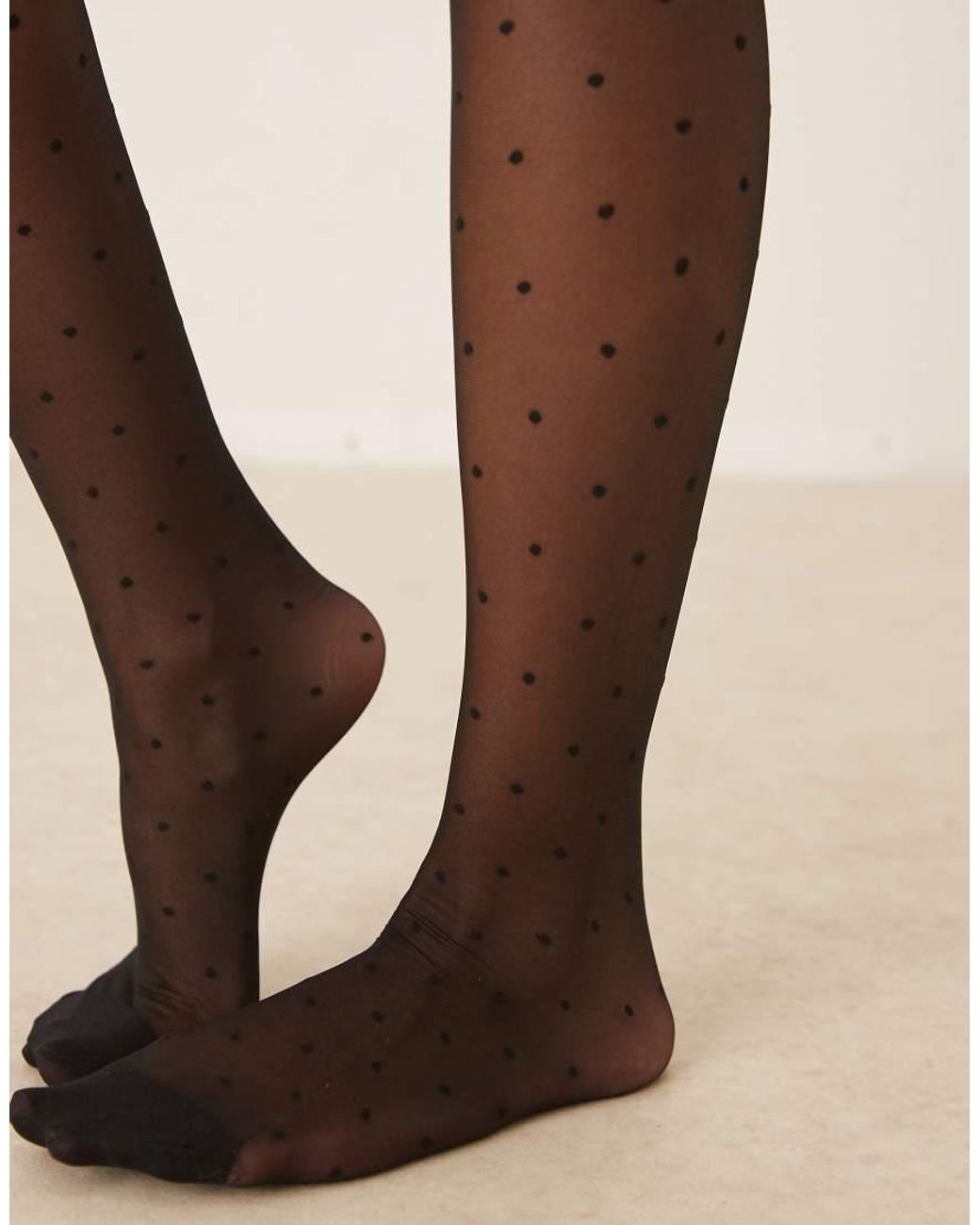 JJXX Brown Sheer Tights With Polka Dots