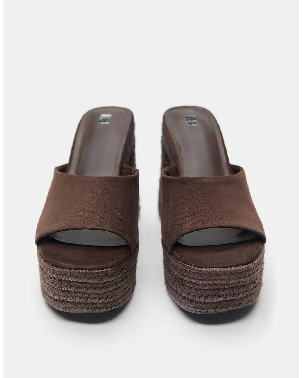 Pull&Bear Brown Jute Platform Clogs