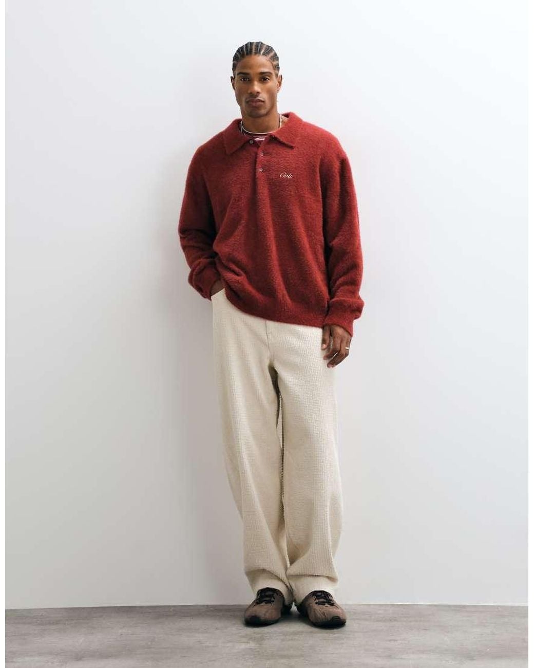 Colt MCR Red Colt Aegean Relaxed Fit Long Sleeve Knitted Polo Shirt for men