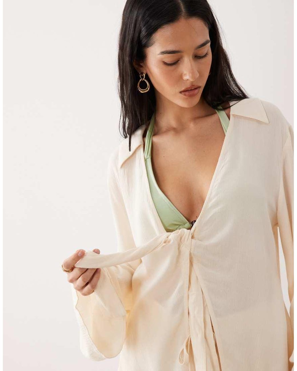 Free Society Natural Knot Front Beach Shirt