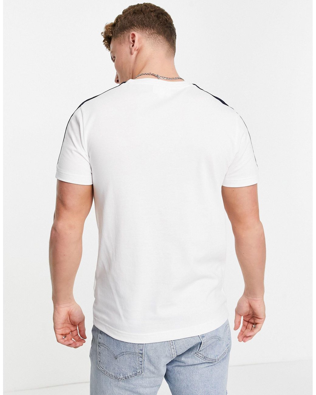 Lacoste – t-shirt mit zierband an der schulter in Weiß für Herren | Lyst DE