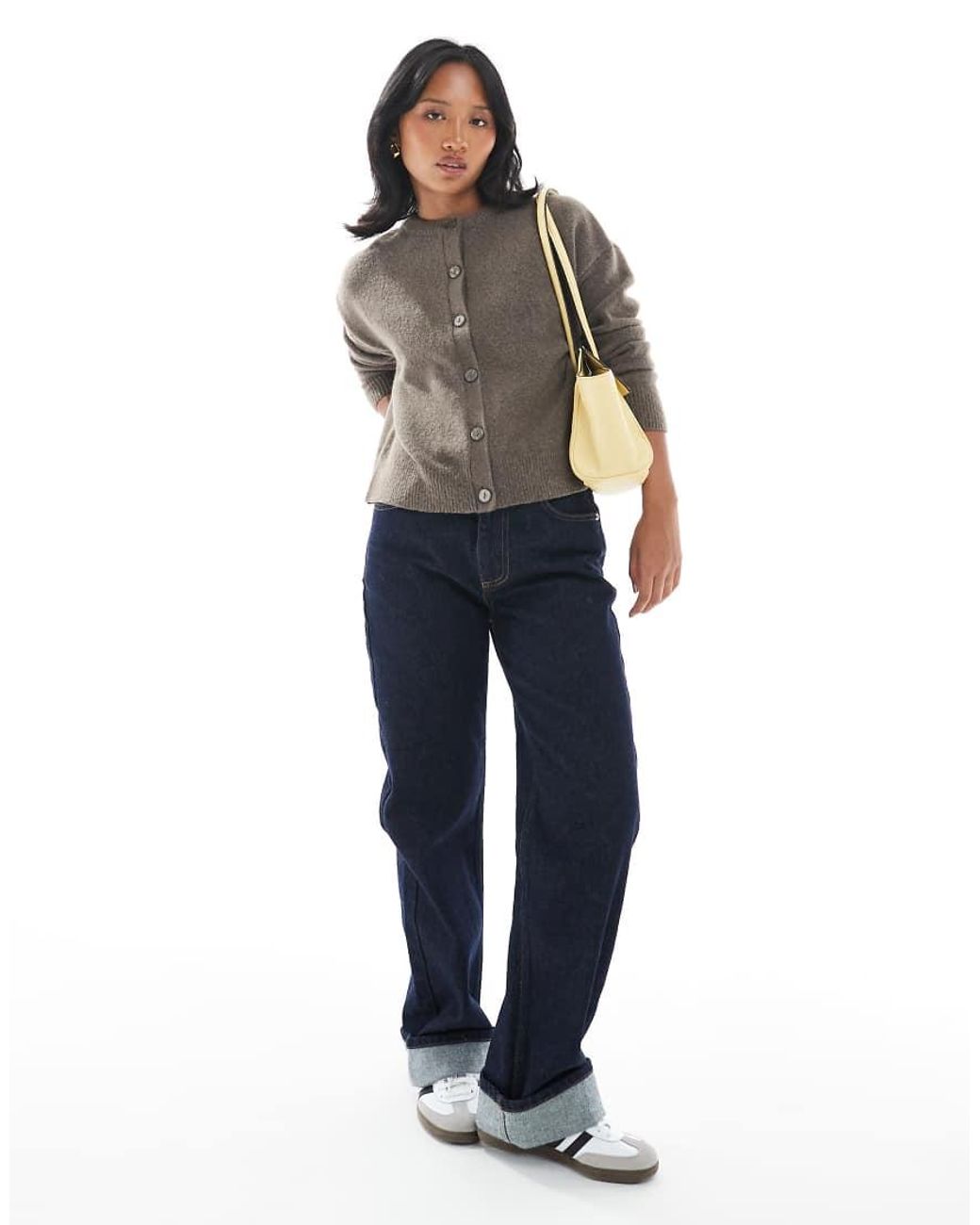 New Look Gray Crew Neck Cardigan