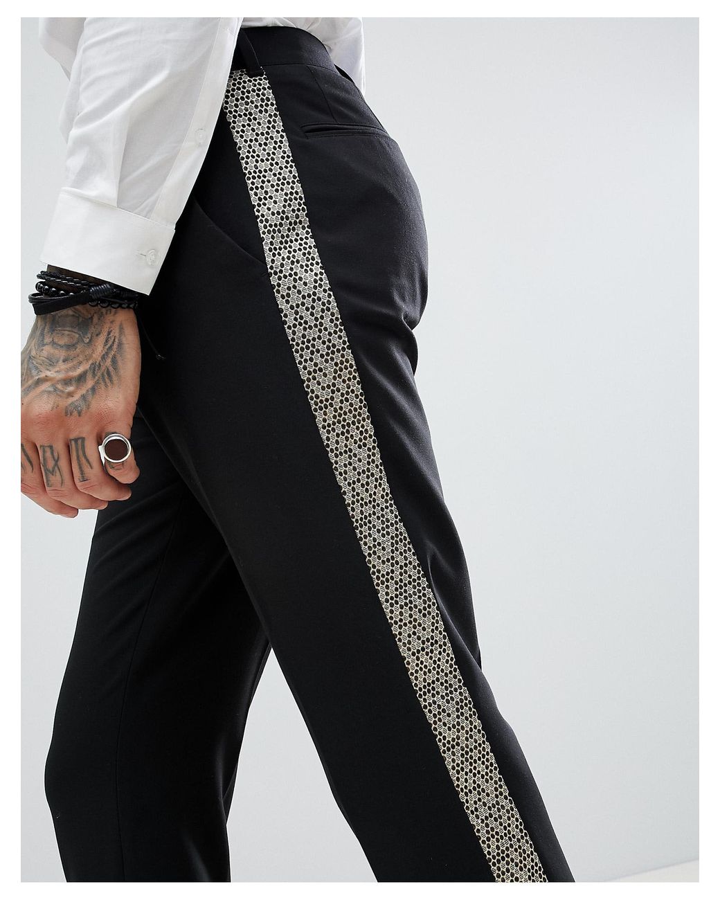 ASOS Skinny Tuxedo Suit Pants in Black 