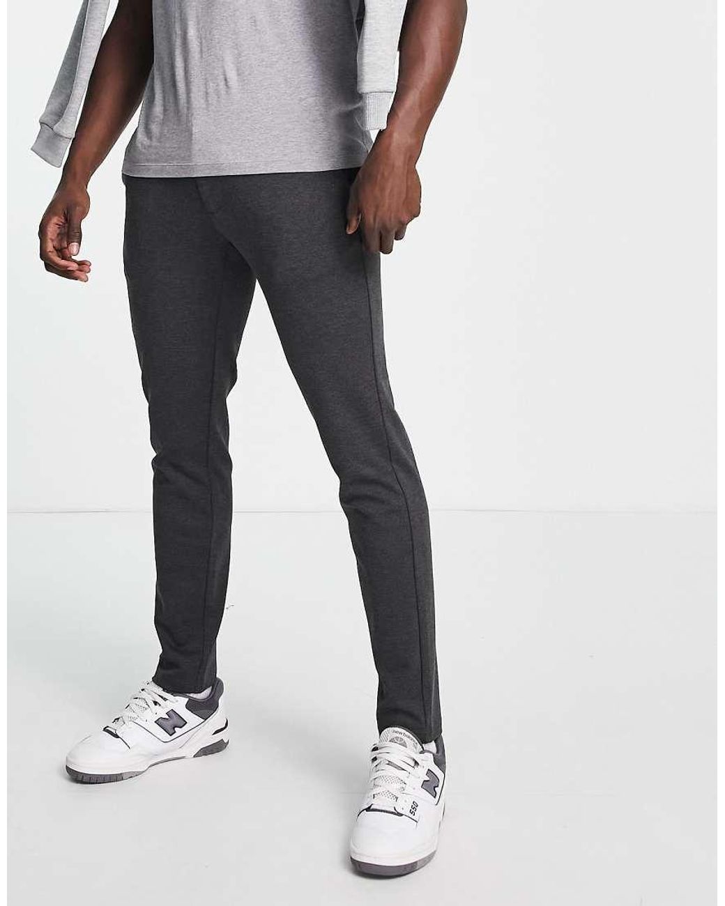 Only & Sons Gray Slim Fit Tapered Trousers for men