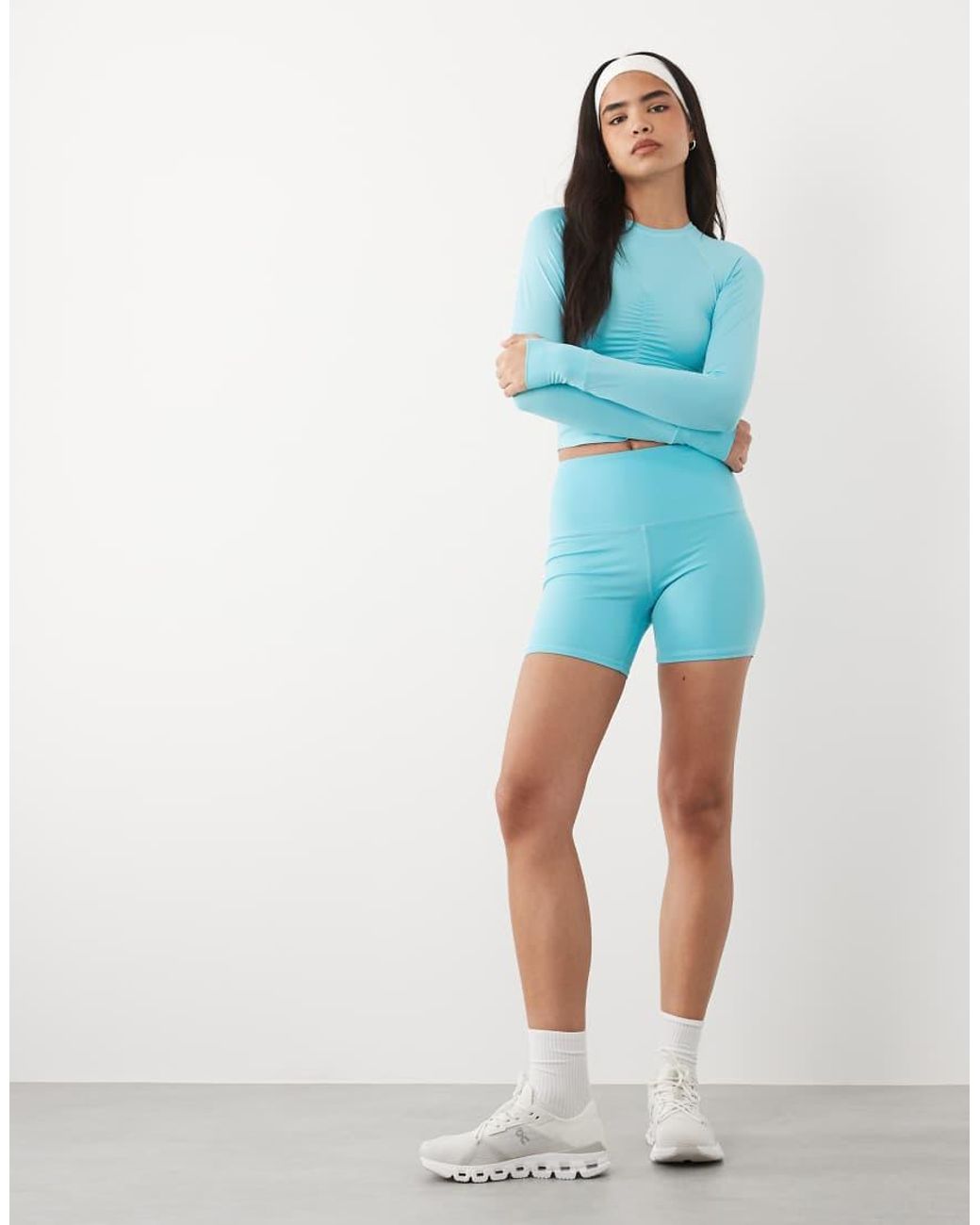 4505 Icon Active High Waist 5 Inch Legging Short Met Ritsvak Voor Telefoon in het Blue