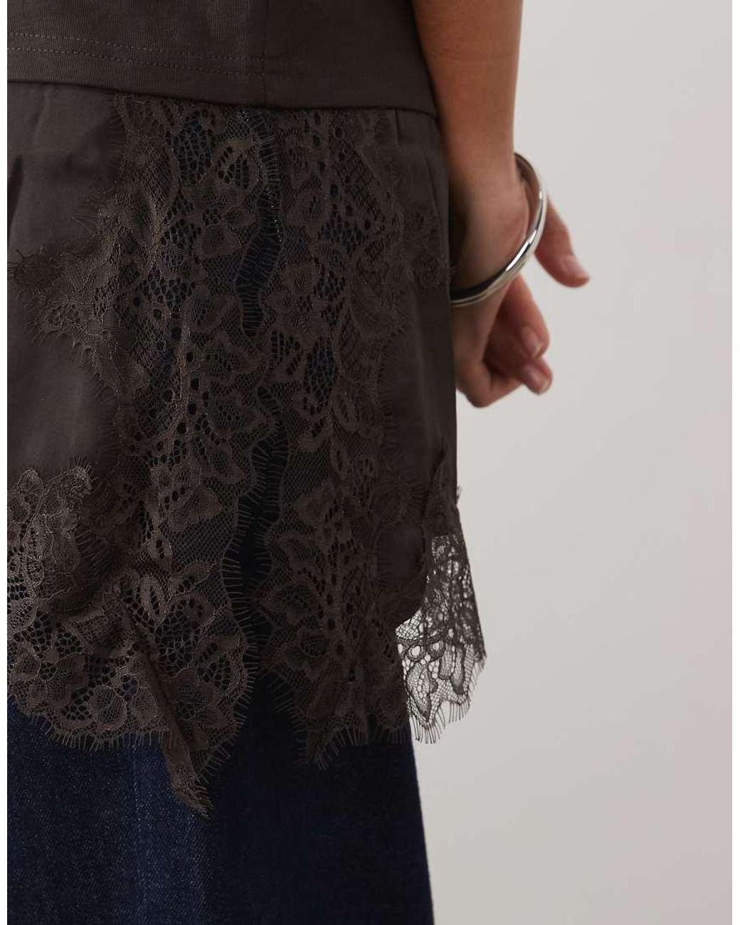 Jdy Black Oversized T-Shirt With Lace Details