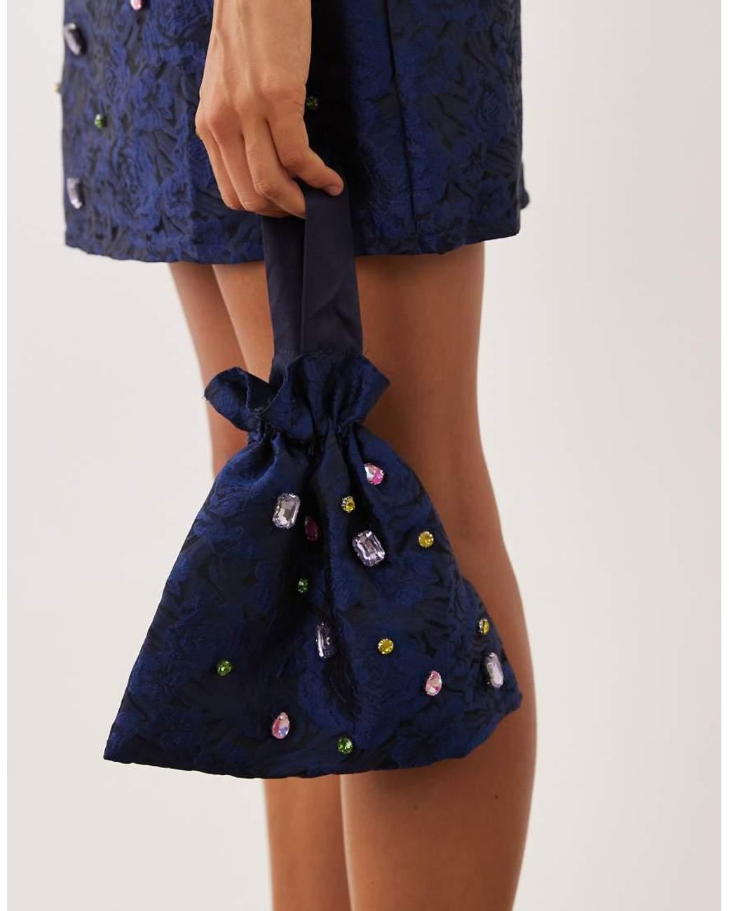 Sister Jane Blue Dream Cosmo Embellished Drawstring Bag