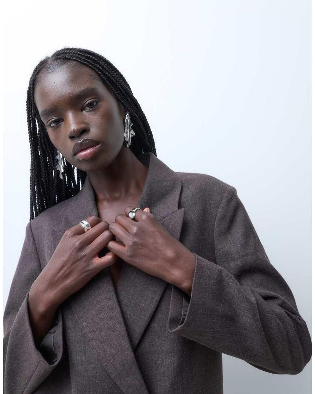 Vero Moda Gray Oversized Tailored Blazer