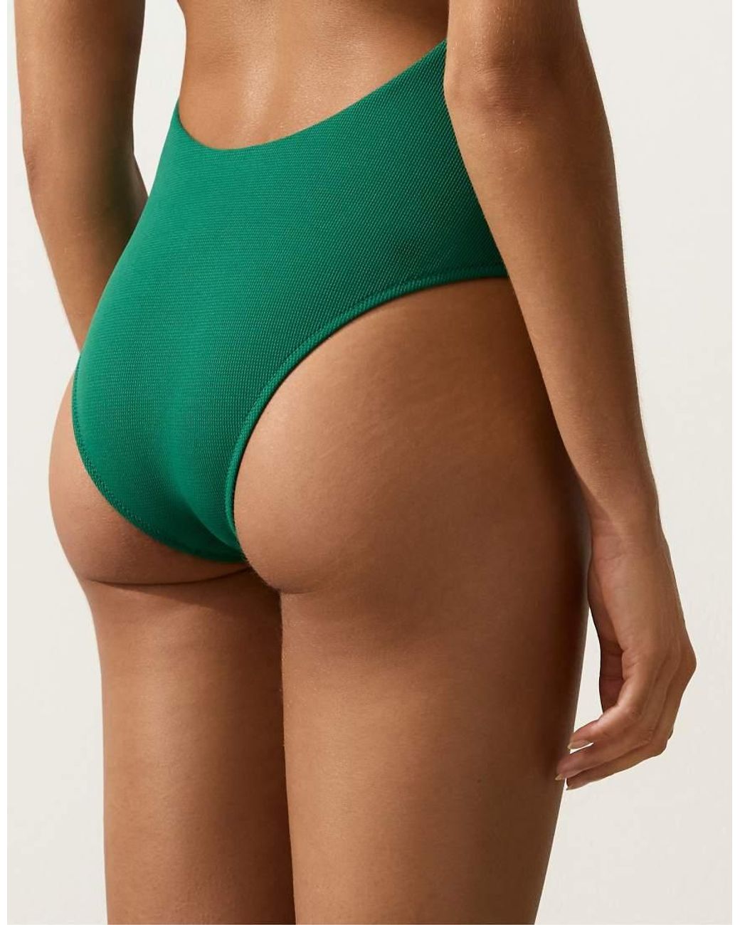 Oysho Green Halter Piqué Swimsuit