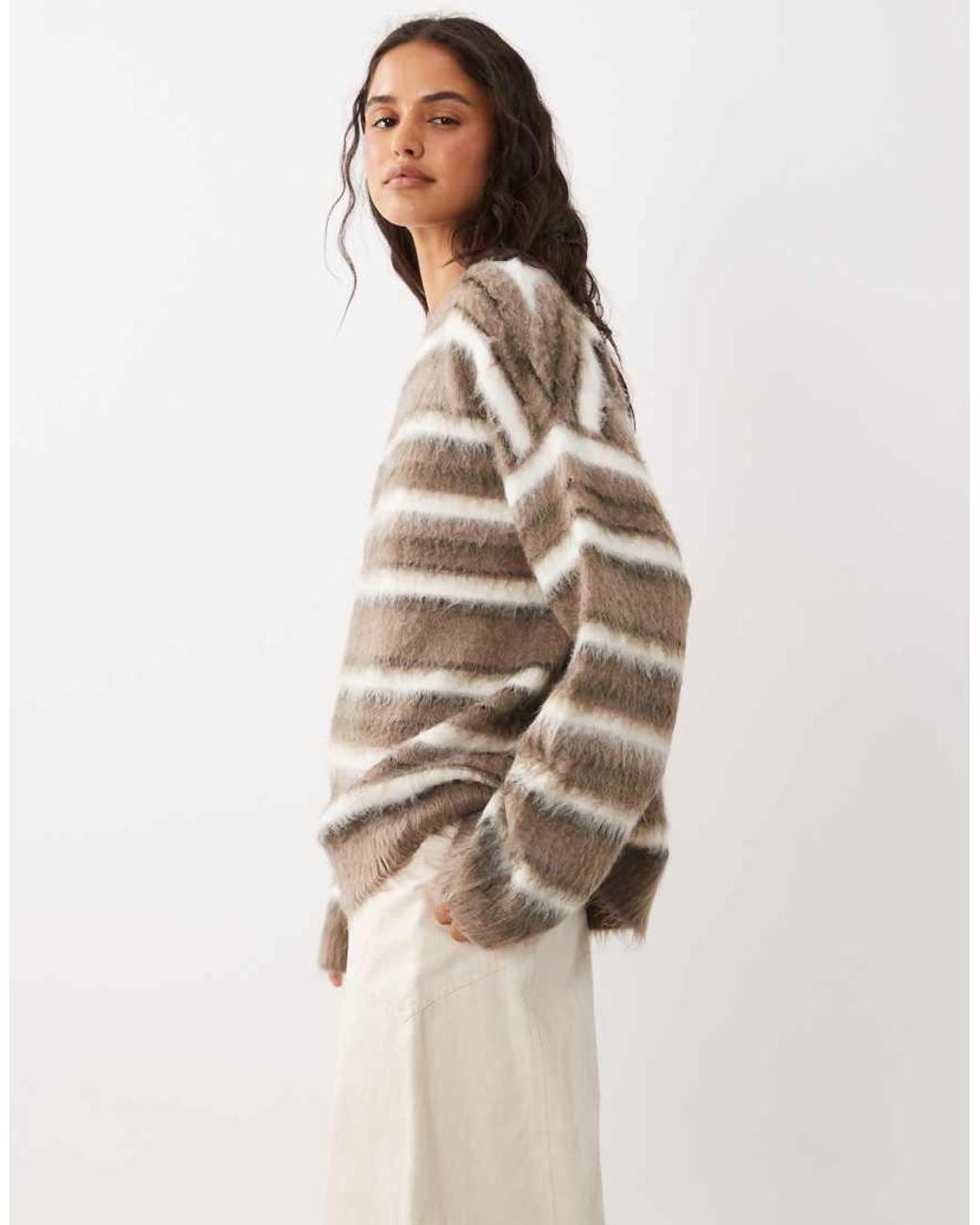 4th & Reckless Brown Fluffy Knit Jumper