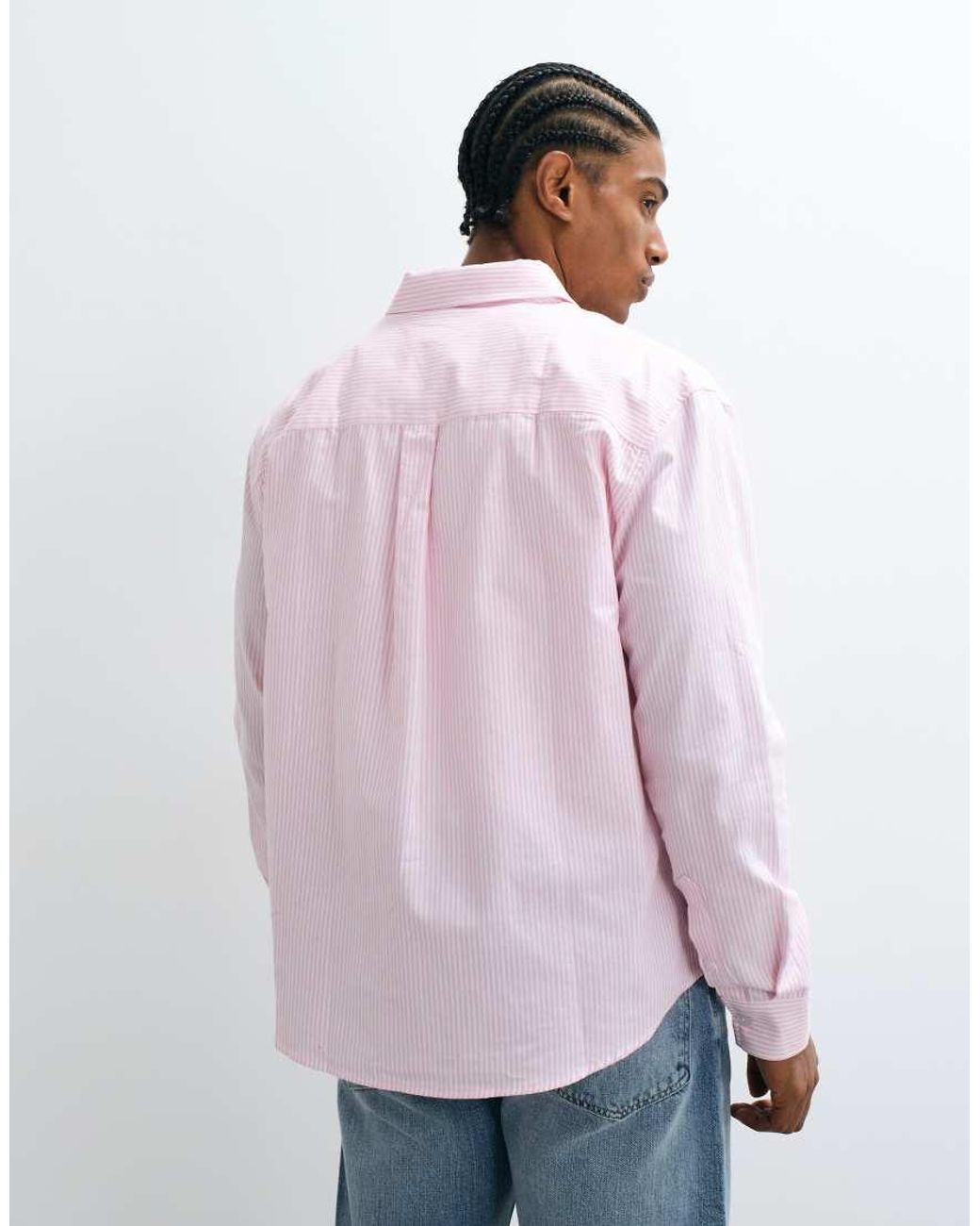 ASOS Pink Relaxed Oxford Stripe Shirt for men