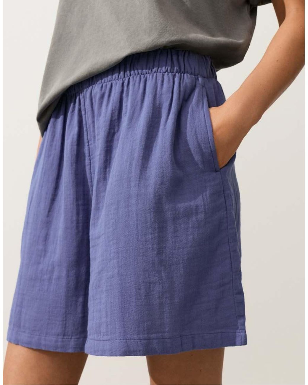Oysho Blue 100% Cotton Bermuda Shorts