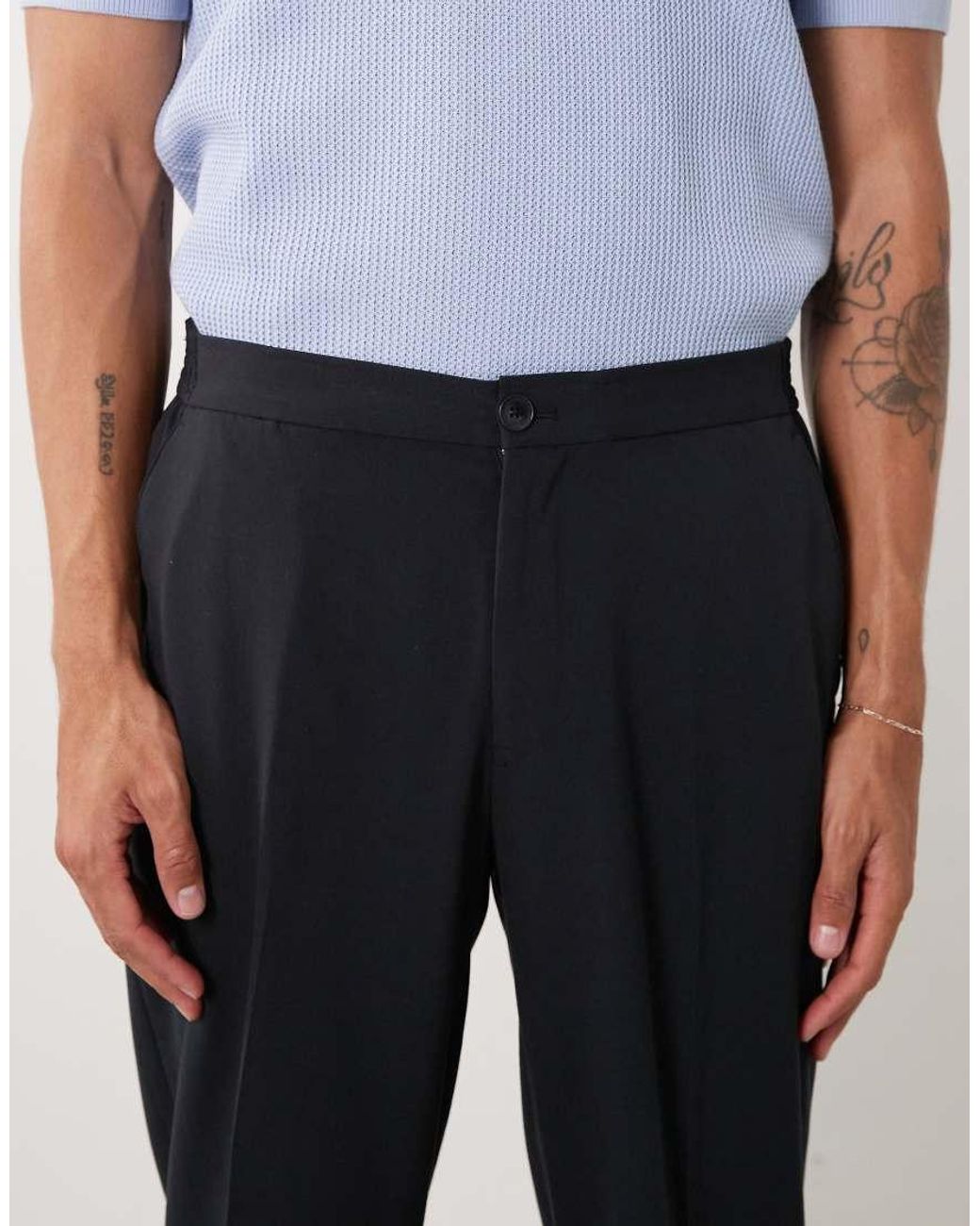 ASOS White Flexmax Smart Wide Leg Trousers for men