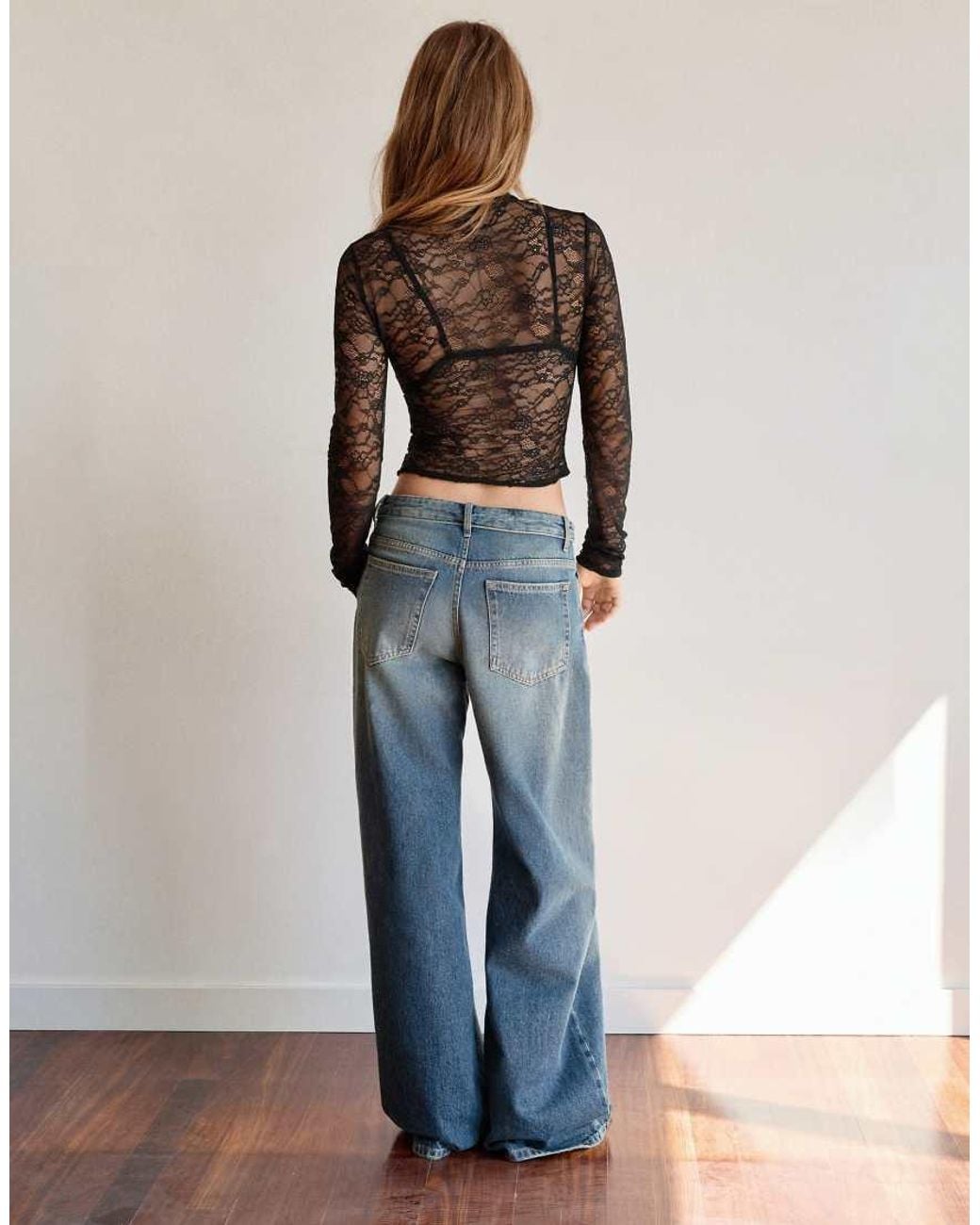 Pull&Bear Gray Lace Top