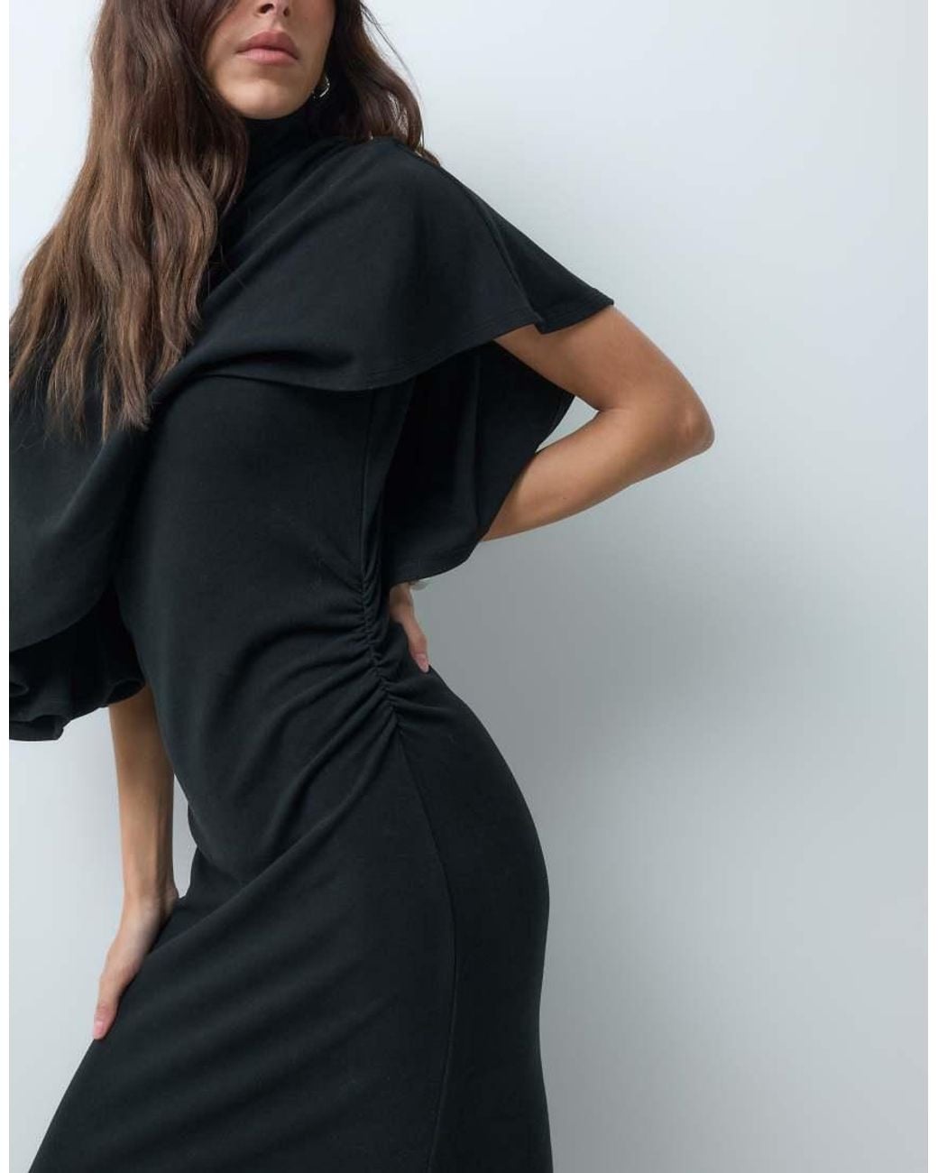 ASOS Black Supersoft Drape Cape Maxi Dress