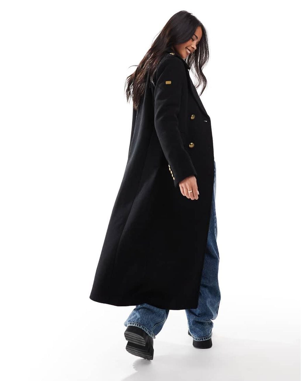 Superdry Blue Double Breasted Wool Coat