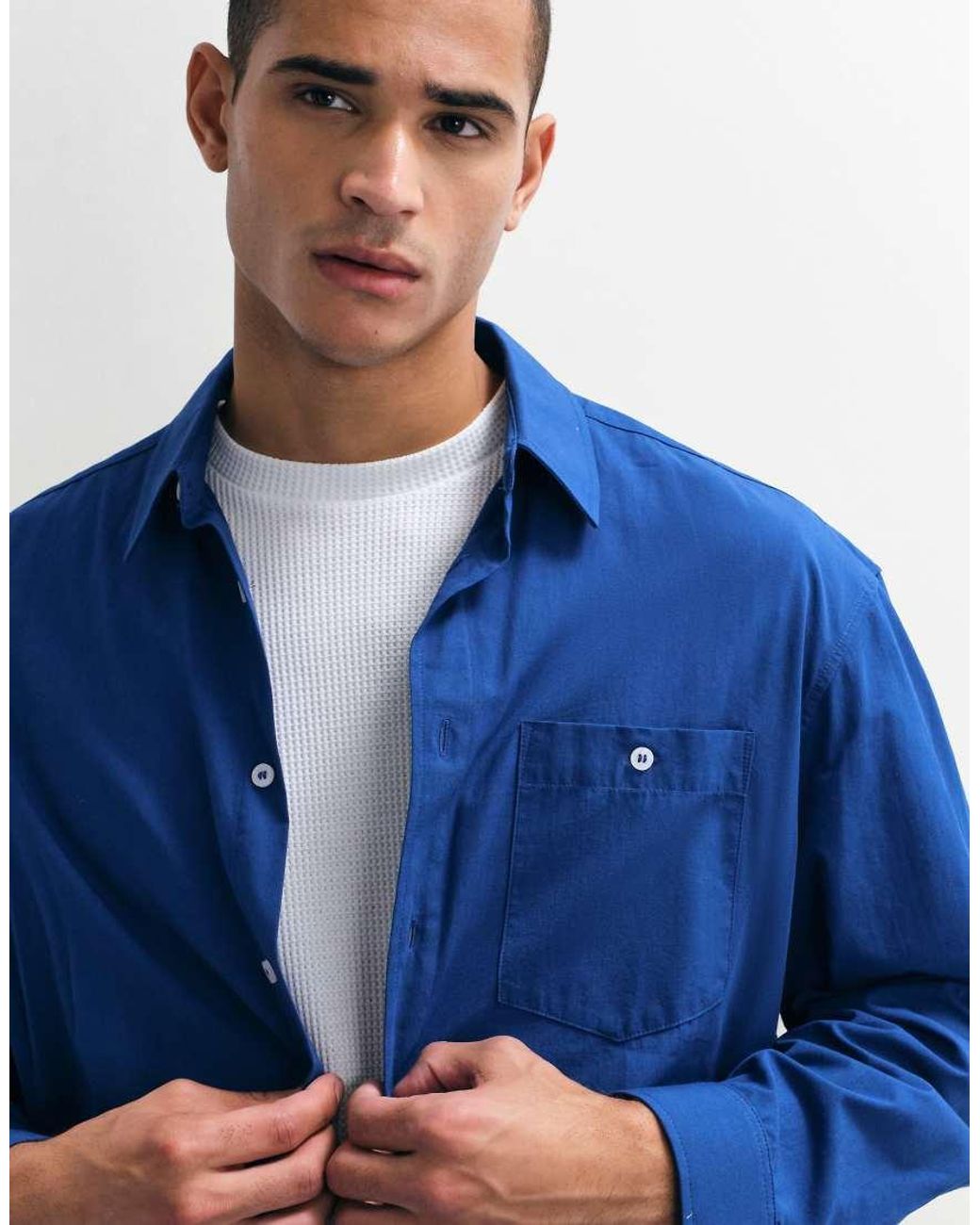ASOS Blue Oversized Poplin Shirt for men