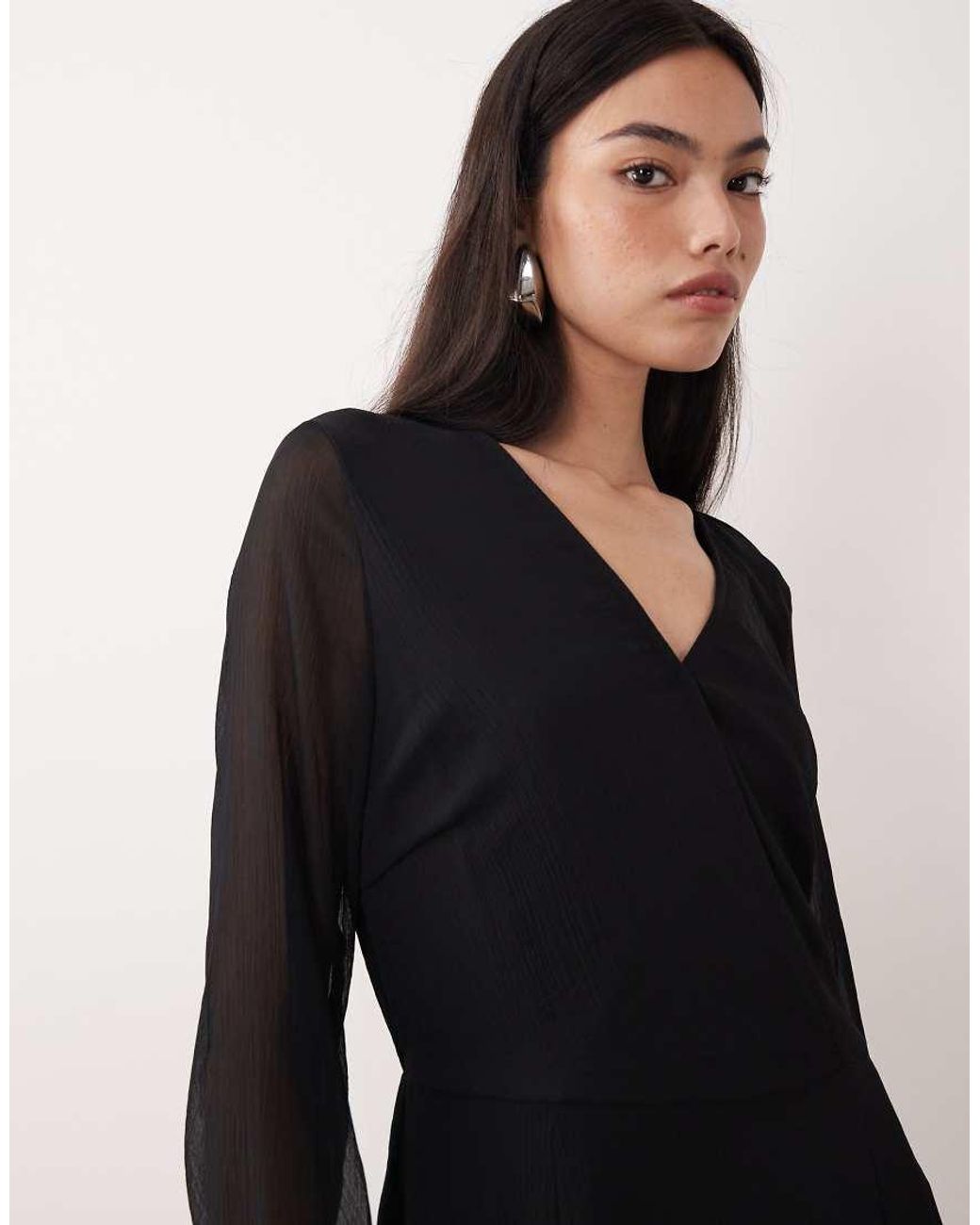 Vila Black Longsleeve V-neck Midi Dress