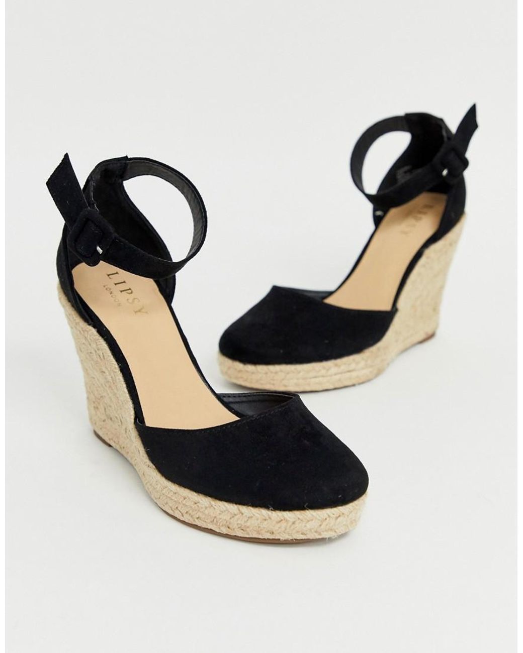 Med andre ord galop Enig med Lipsy Closed Toe Espadrille Wedge In Black | Lyst