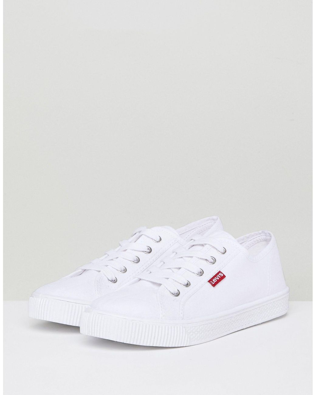 Levi's Canvas Shoe With Red Tab in White | Lyst