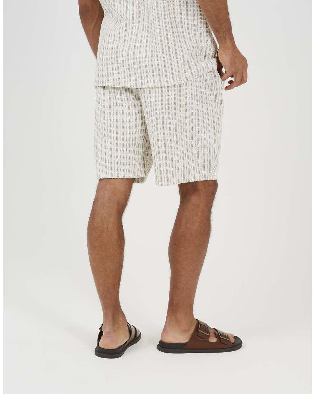 Brave Soul Natural Striped Elasticated Waist Shorts for men