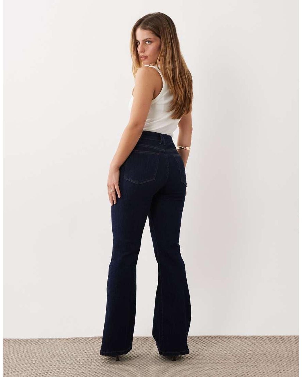 GOOD AMERICAN Blue Petite Good Legs Flare Jeans