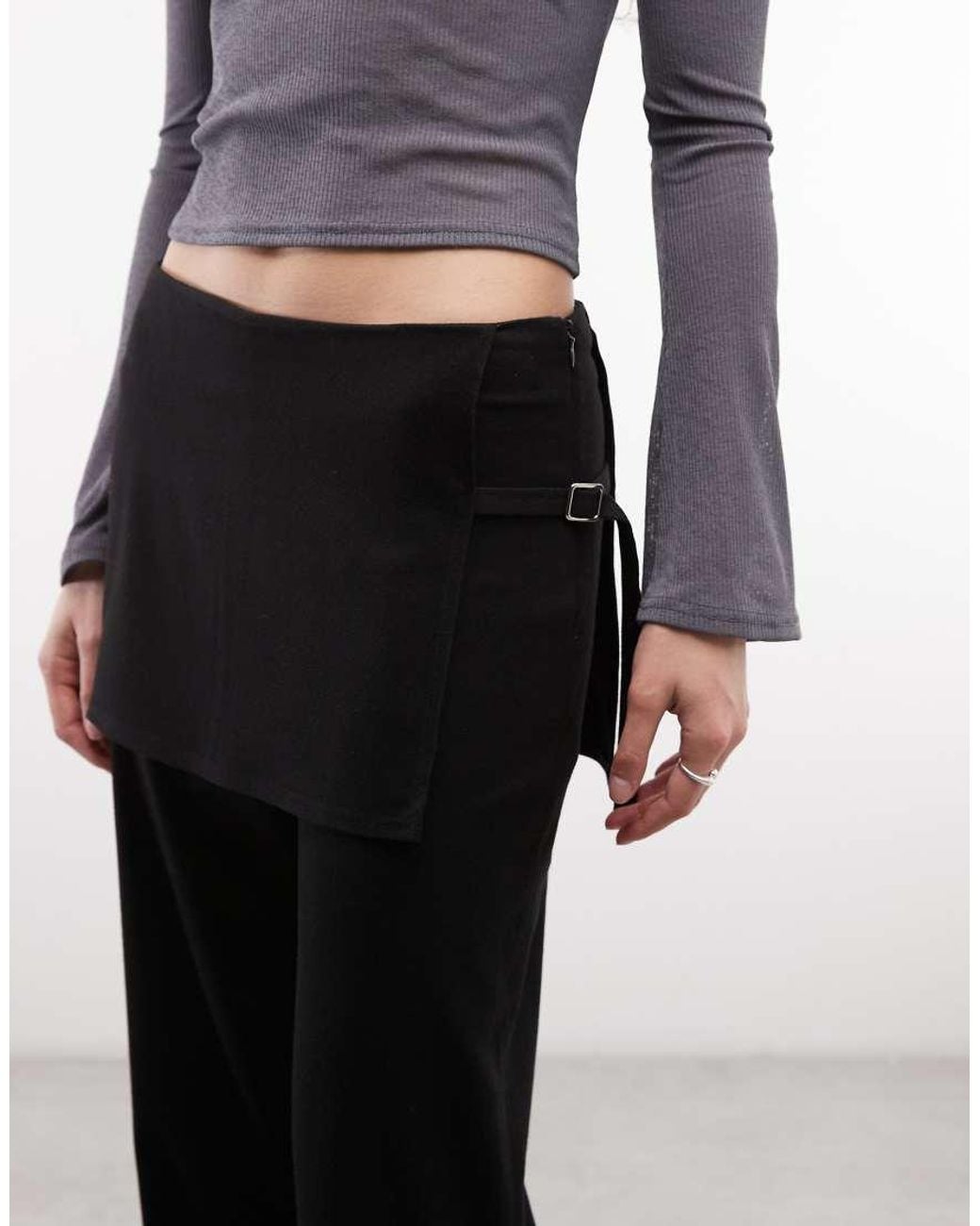 Collusion Black Side Tie Skirt Trouser