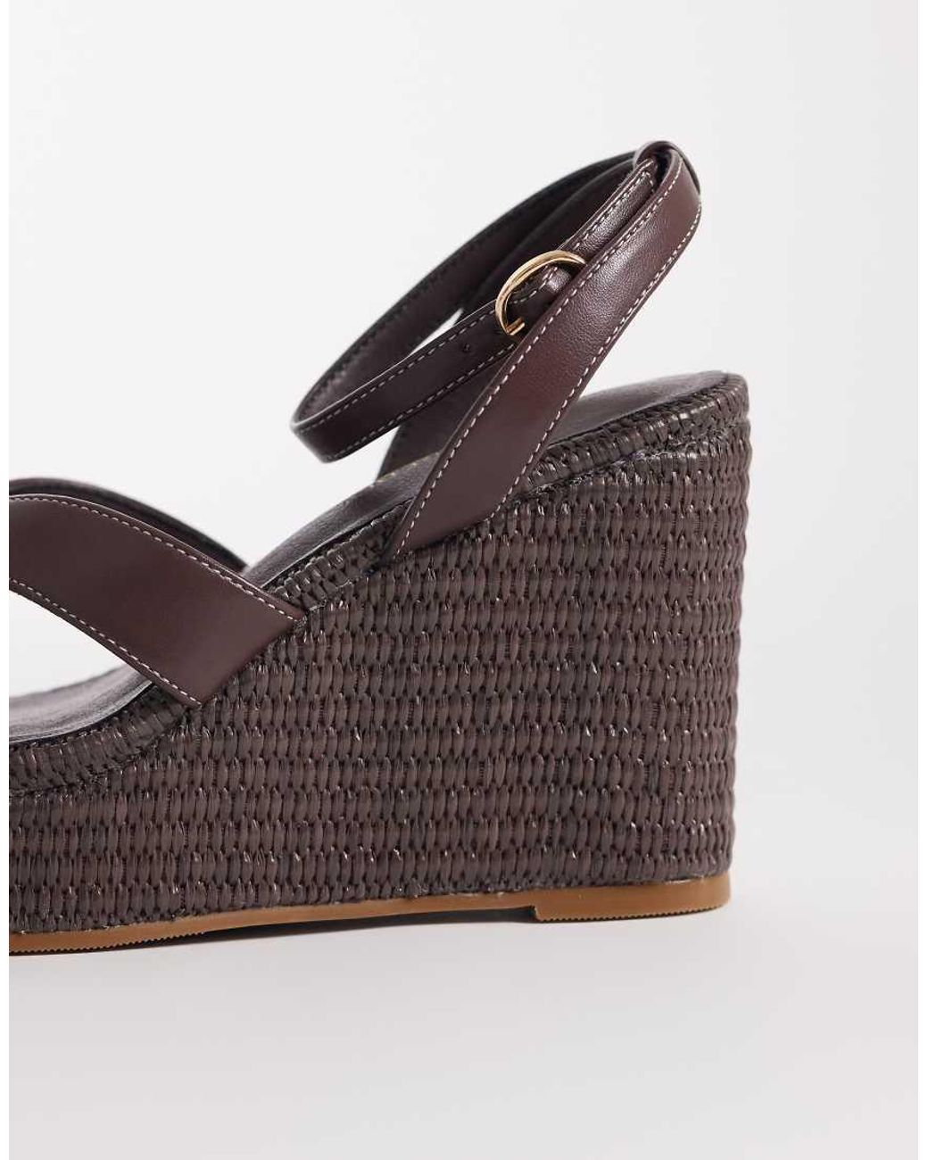 London Rebel Brown Yara Wedge Heeled Sandals
