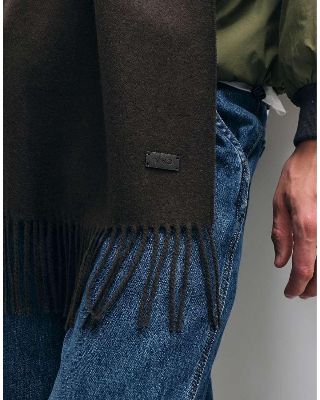 Mango Green Knitted Scarf for men